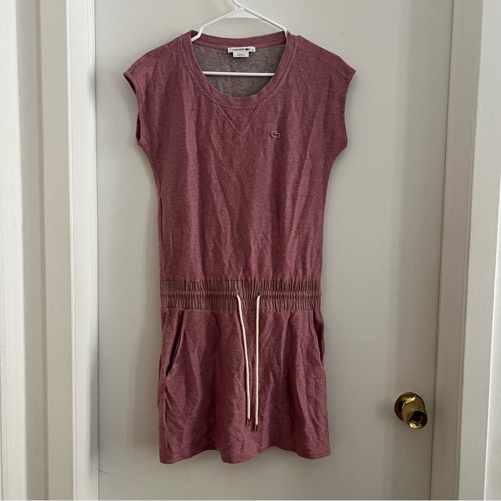 Lacoste Pink Terry Dress with Drawstring Waist